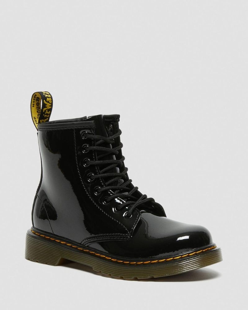 Botas Dr Martens Junior 1460 Charol Cuero Encaje Up Boots (Charol Cuero) Negras | PZ21-K4HG