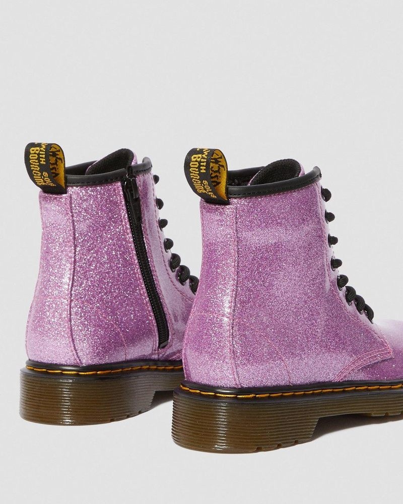 Botas Dr Martens Junior 1460 Glitter Encaje Up Boots (Coated Glitter) Rosas Oscuro | CU80-F9RE