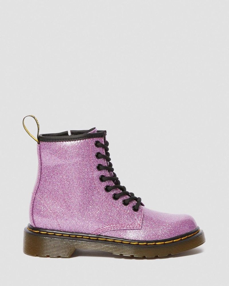 Botas Dr Martens Junior 1460 Glitter Encaje Up Boots (Coated Glitter) Rosas Oscuro | CU80-F9RE