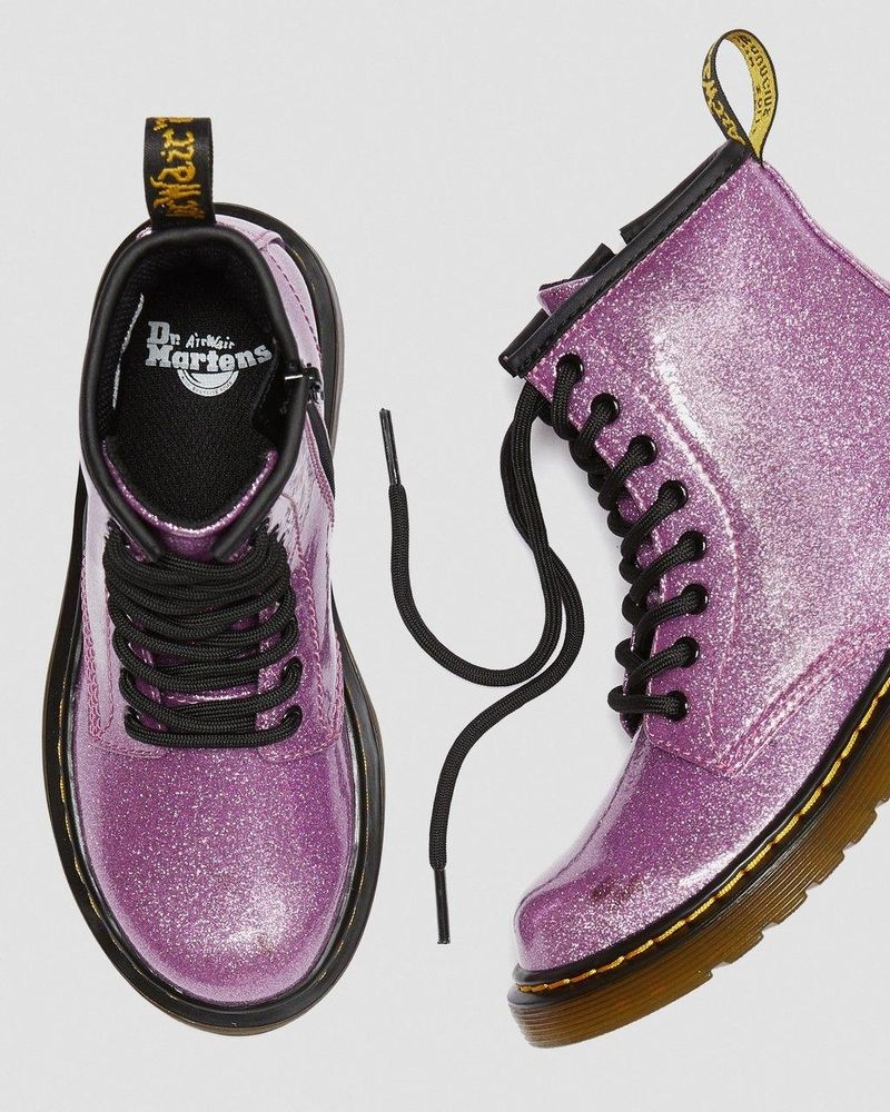 Botas Dr Martens Junior 1460 Glitter Encaje Up Boots (Coated Glitter) Rosas Oscuro | CU80-F9RE