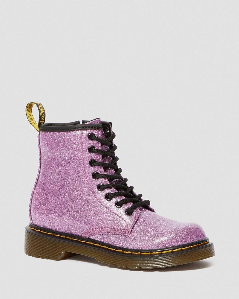 Botas Dr Martens Junior 1460 Glitter Encaje Up Boots (Coated Glitter) Rosas Oscuro | CU80-F9RE