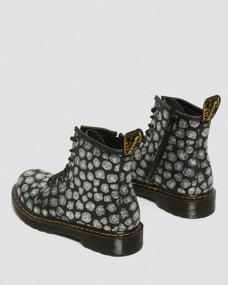 Botas Dr Martens Junior 1460 Leopard Hydro Cuero Encaje Up Boots (Loud Leopard K Hydro) Negras | HD59-A9KE