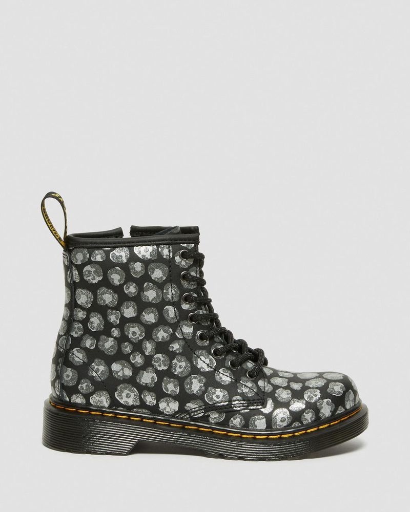 Botas Dr Martens Junior 1460 Leopard Hydro Cuero Encaje Up Boots (Loud Leopard K Hydro) Negras | HD59-A9KE