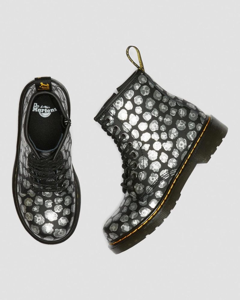 Botas Dr Martens Junior 1460 Leopard Hydro Cuero Encaje Up Boots (Loud Leopard K Hydro) Negras | HD59-A9KE