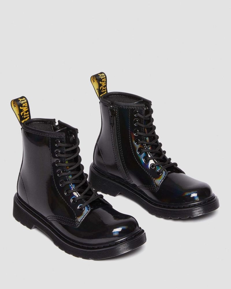 Botas Dr Martens Junior 1460 Rainbow Charol Cuero Encaje Up Boots (Rainbow Charol) Negras | TK97-E6YU