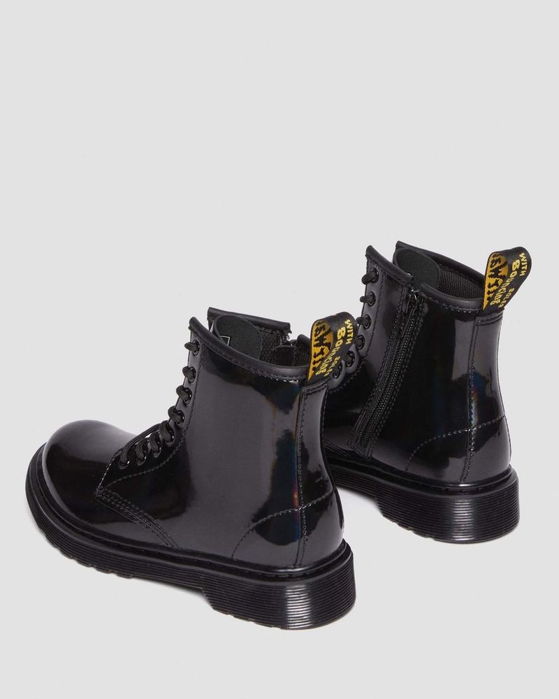 Botas Dr Martens Junior 1460 Rainbow Charol Cuero Encaje Up Boots (Rainbow Charol) Negras | TK97-E6YU