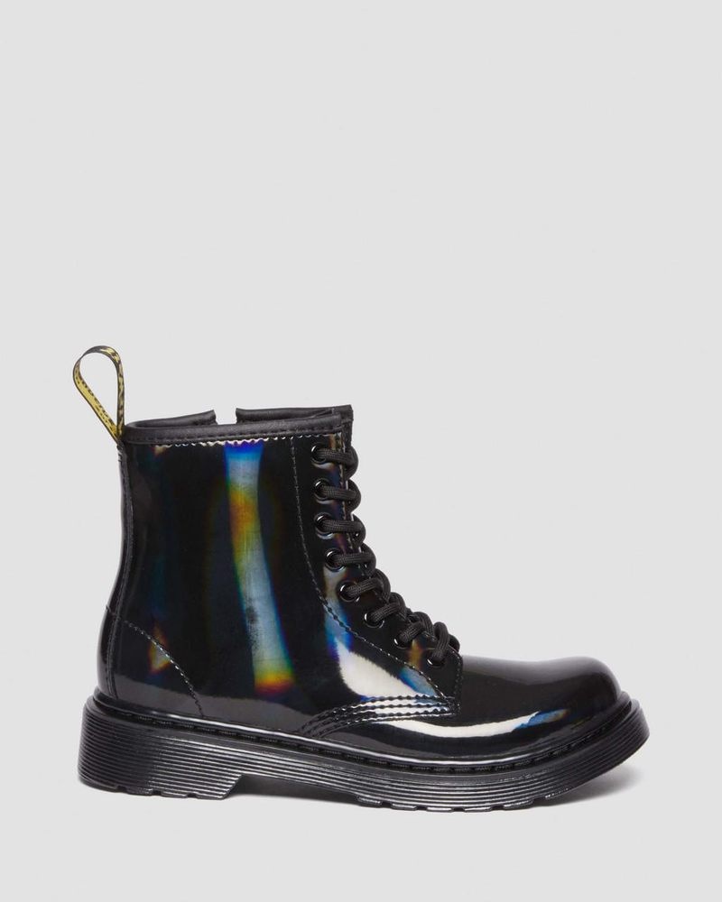 Botas Dr Martens Junior 1460 Rainbow Charol Cuero Encaje Up Boots (Rainbow Charol) Negras | TK97-E6YU