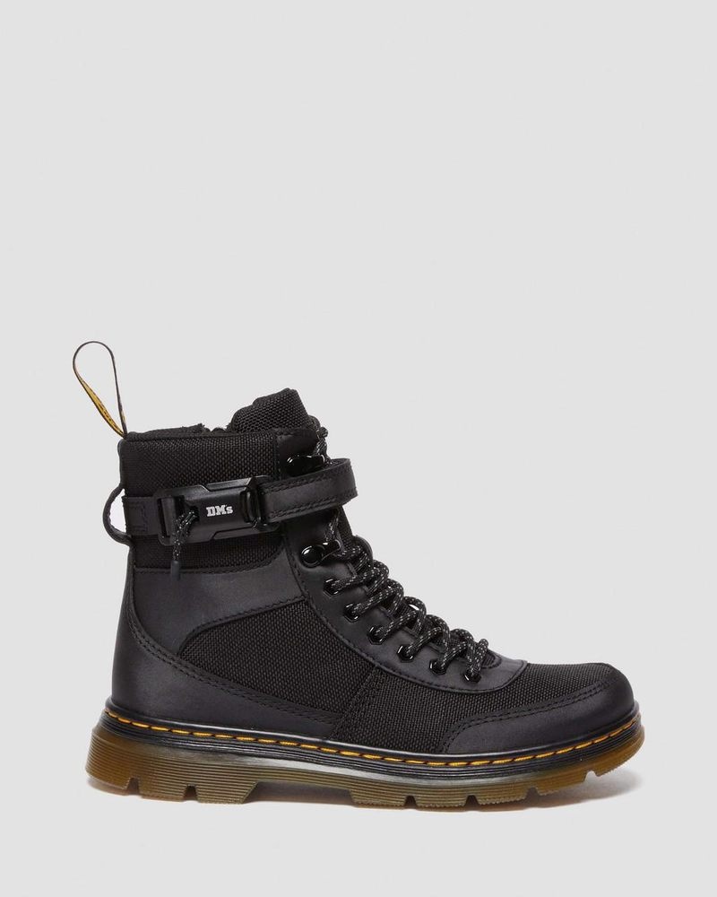 Botas Dr Martens Junior Combs Tech Extra Tough Poly Casuales Boots (Extra Tough 50/50+Rubbery) Negras | ZE28-X9KO