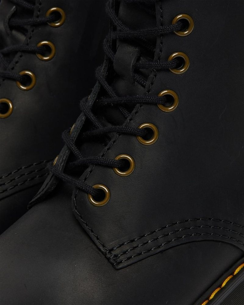 Botas Dr Martens Shriver Hi - Wyoming Cuero Tacón Boots (Burnished Wyoming) Negras | VQ69-E6VO