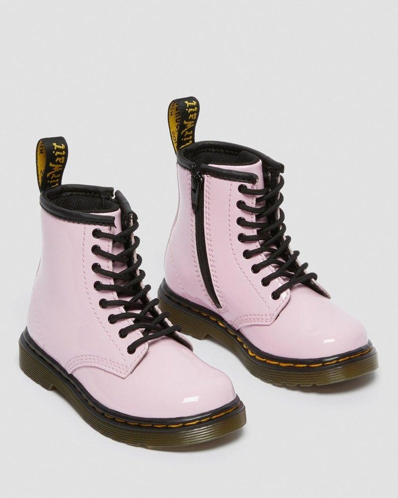 Botas Dr Martens Toddler 1460 Charol Cuero Encaje Up Boots (Charol Cuero) Rosas | CH21-Y4JB