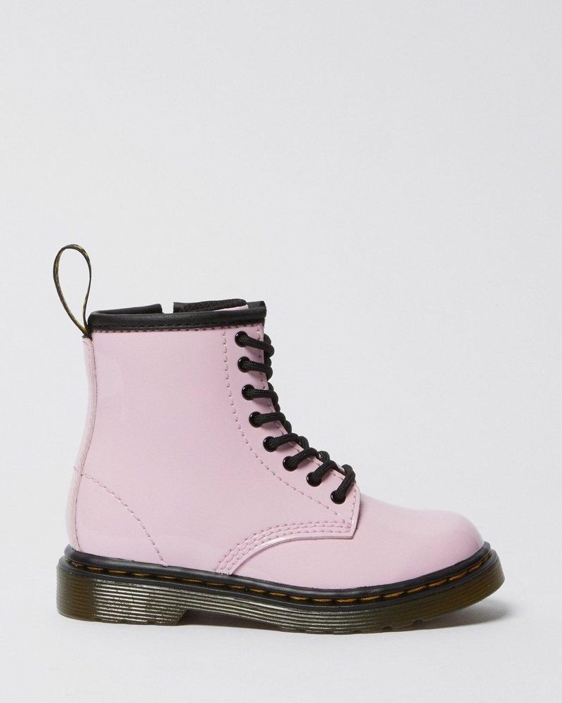 Botas Dr Martens Toddler 1460 Charol Cuero Encaje Up Boots (Charol Cuero) Rosas | CH21-Y4JB