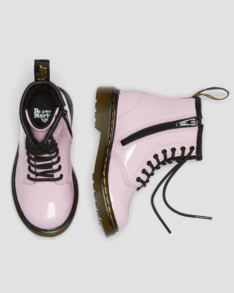 Botas Dr Martens Toddler 1460 Charol Cuero Encaje Up Boots (Charol Cuero) Rosas | CH21-Y4JB