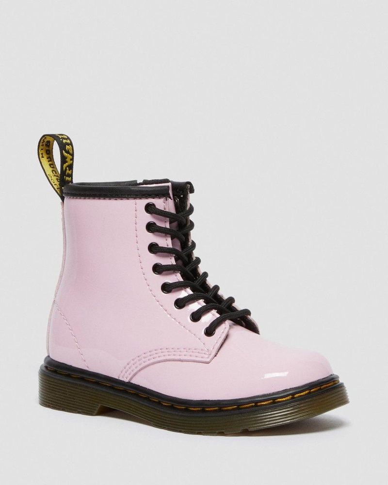 Botas Dr Martens Toddler 1460 Charol Cuero Encaje Up Boots (Charol Cuero) Rosas | CH21-Y4JB