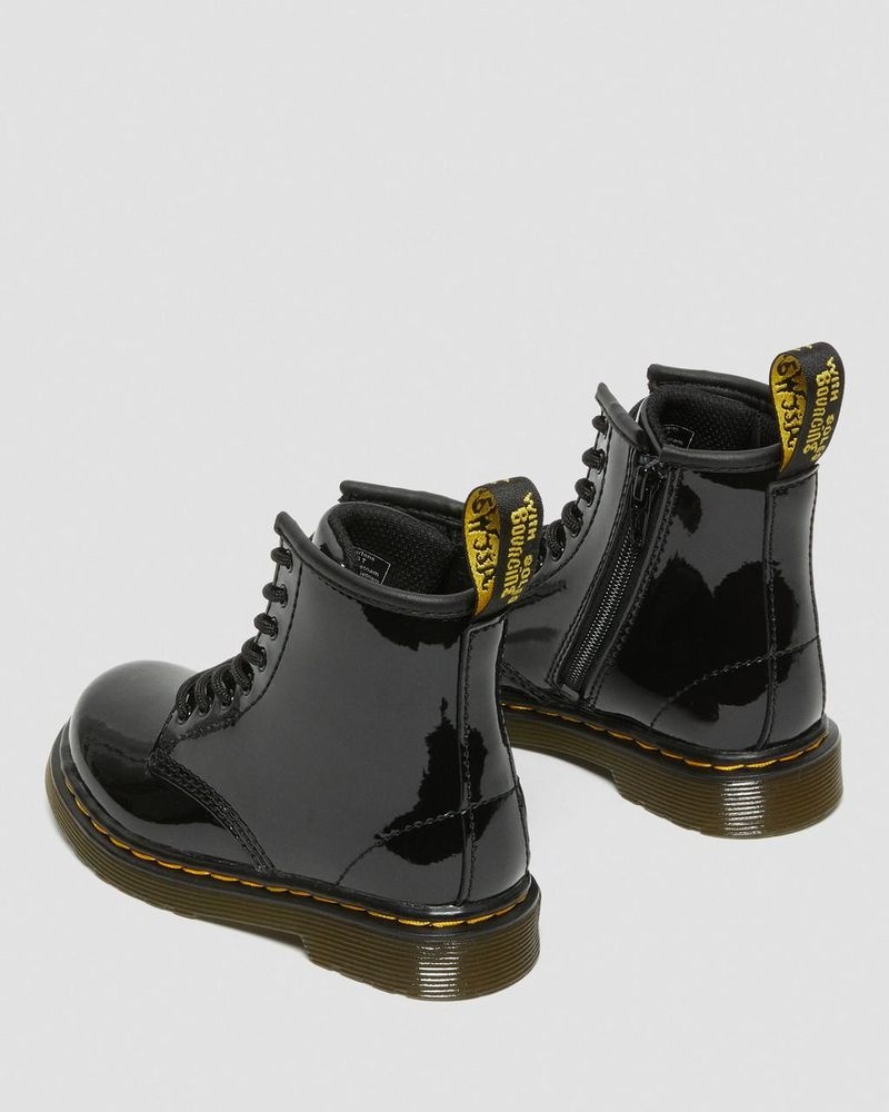 Botas Dr Martens Toddler 1460 Charol Cuero Encaje Up Boots (Charol Cuero) Negras | RL29-G6NE