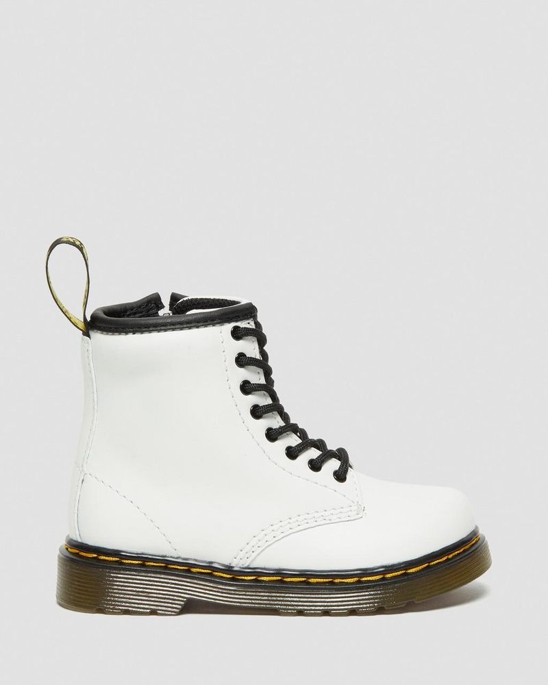 Botas Dr Martens Toddler 1460 Cuero Encaje Up Boots (Romario) Blancas | VV24-I8TP