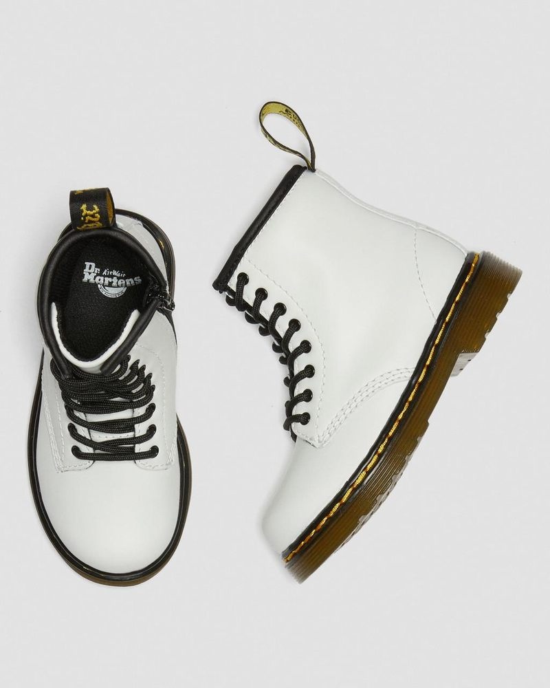 Botas Dr Martens Toddler 1460 Cuero Encaje Up Boots (Romario) Blancas | VV24-I8TP