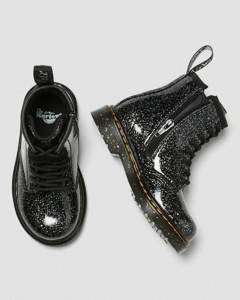 Botas Dr Martens Toddler 1460 Glitter Encaje Up Boots (Cosmic Glitter) Negras | AW50-M7LY