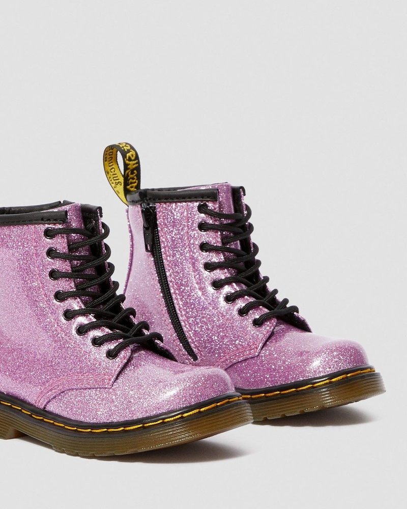 Botas Dr Martens Toddler 1460 Glitter Encaje Up Boots (Coated Glitter) Rosas Oscuro | JI61-Z0QI