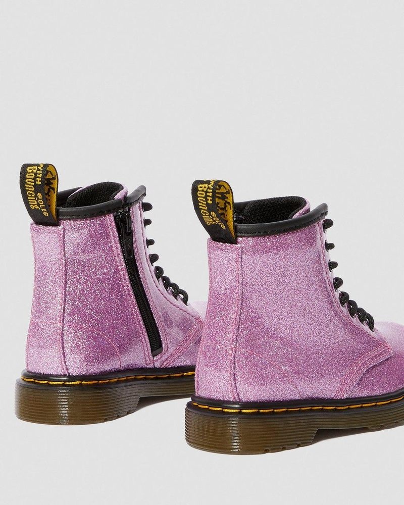 Botas Dr Martens Toddler 1460 Glitter Encaje Up Boots (Coated Glitter) Rosas Oscuro | JI61-Z0QI