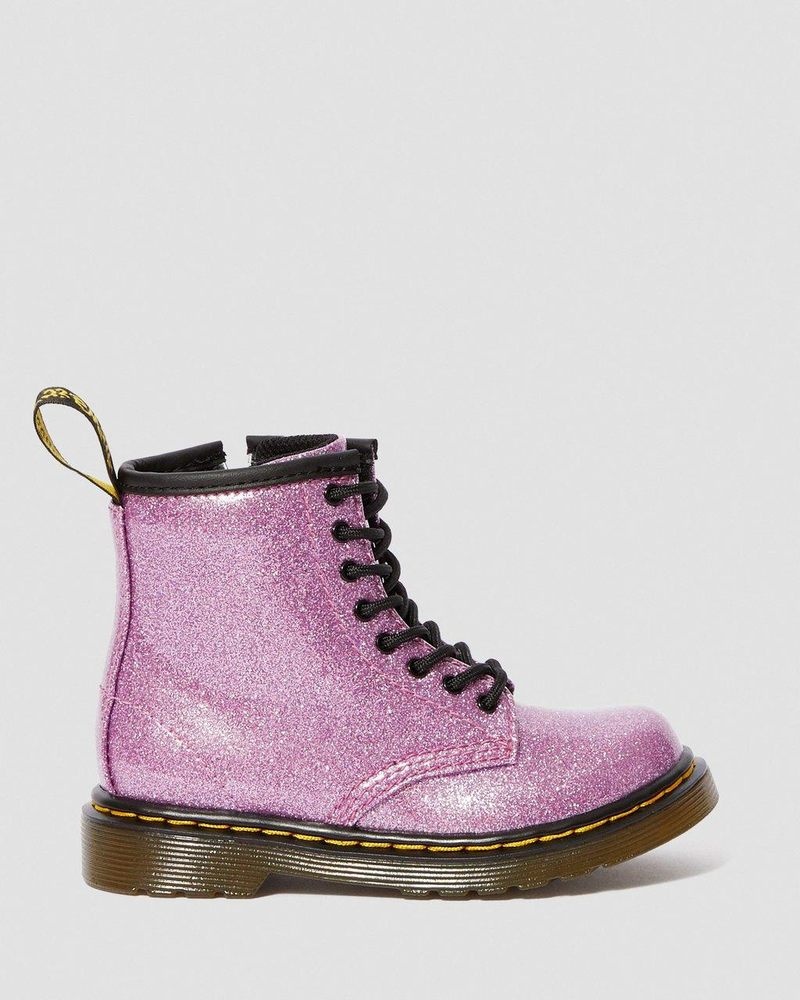 Botas Dr Martens Toddler 1460 Glitter Encaje Up Boots (Coated Glitter) Rosas Oscuro | JI61-Z0QI