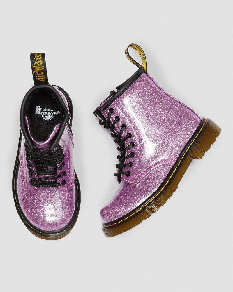 Botas Dr Martens Toddler 1460 Glitter Encaje Up Boots (Coated Glitter) Rosas Oscuro | JI61-Z0QI