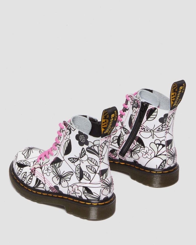 Botas Dr Martens Toddler 1460 Meadow Print Cuero Encaje Up Boots Blancas | FD20-K9HB