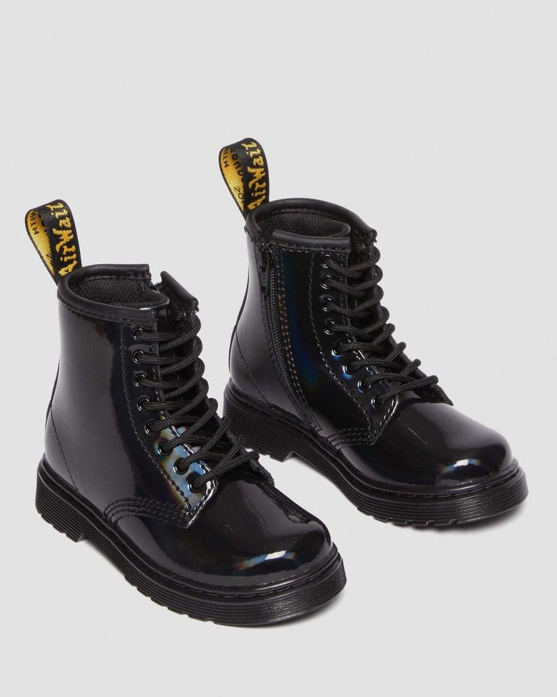 Botas Dr Martens Toddler 1460 Rainbow Charol Cuero Encaje Up Boots (Rainbow Charol) Negras | EW50-M0DX