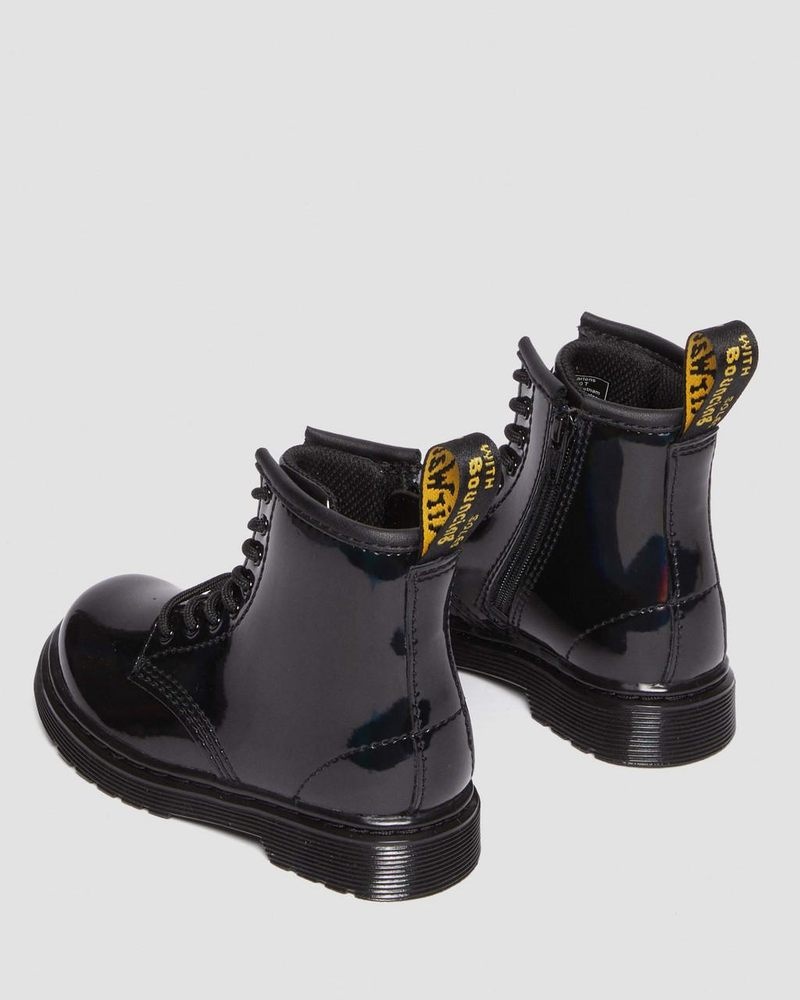 Botas Dr Martens Toddler 1460 Rainbow Charol Cuero Encaje Up Boots (Rainbow Charol) Negras | EW50-M0DX