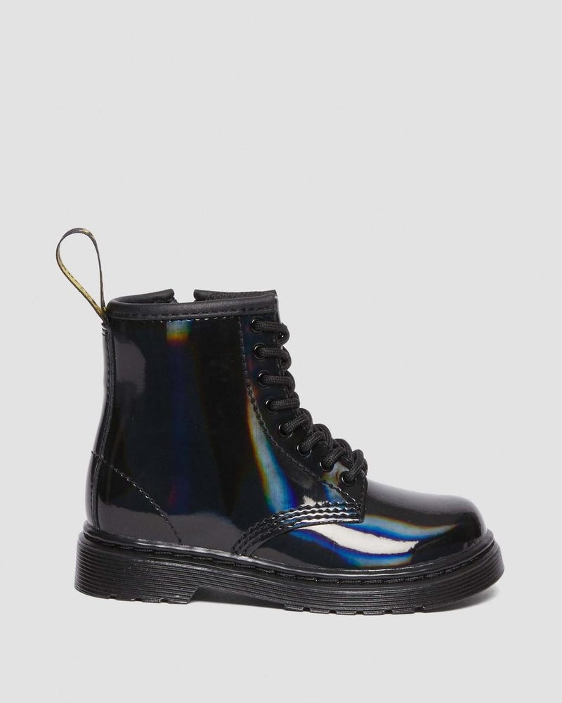 Botas Dr Martens Toddler 1460 Rainbow Charol Cuero Encaje Up Boots (Rainbow Charol) Negras | EW50-M0DX