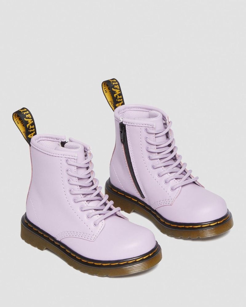 Botas Dr Martens Toddler 1460 Softy T Cuero Encaje Up Boots (Softy T) Lilac | SB35-M3ZR