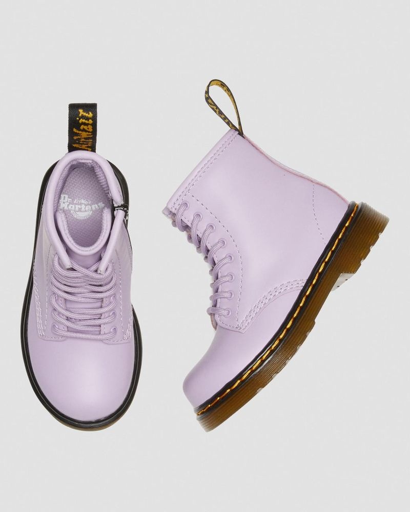 Botas Dr Martens Toddler 1460 Softy T Cuero Encaje Up Boots (Softy T) Lilac | SB35-M3ZR