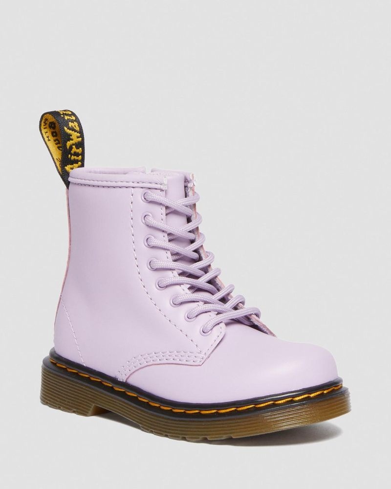 Botas Dr Martens Toddler 1460 Softy T Cuero Encaje Up Boots (Softy T) Lilac | SB35-M3ZR