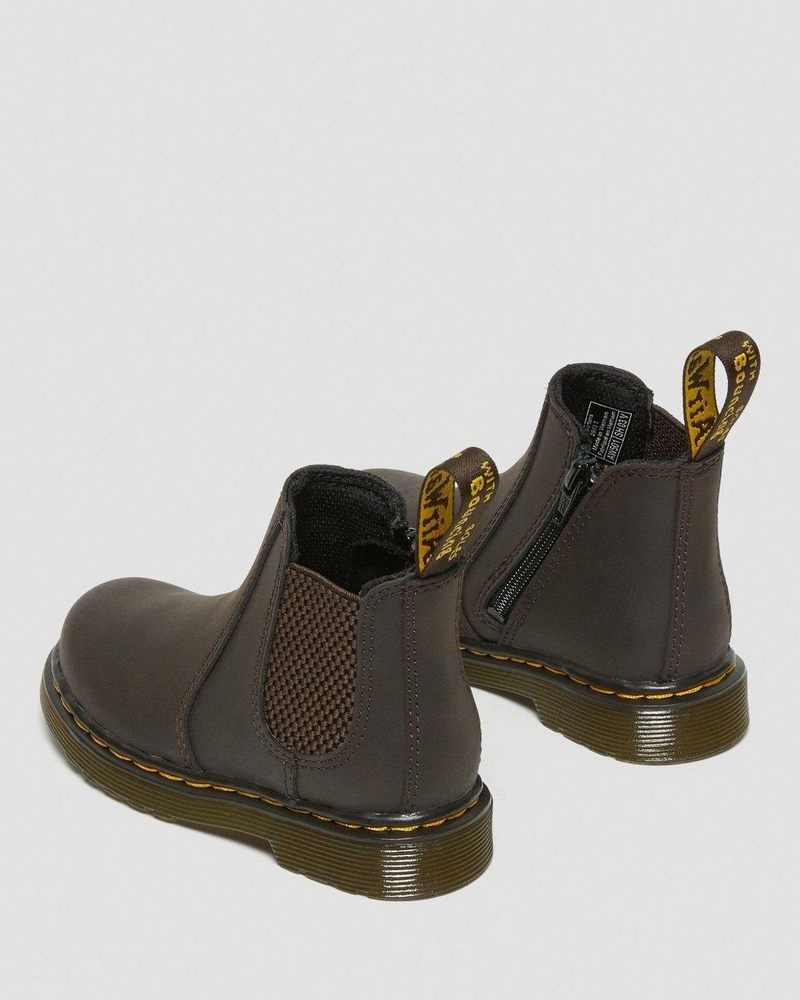 Botas Dr Martens Toddler 2976 Wildhorse Cuero Chelsea Boots (Wildhorse Lamper) Marrones Oscuro | TN55-I5LB