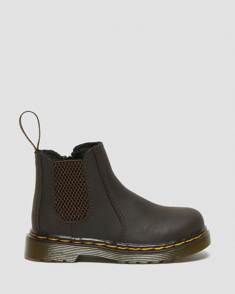 Botas Dr Martens Toddler 2976 Wildhorse Cuero Chelsea Boots (Wildhorse Lamper) Marrones Oscuro | TN55-I5LB