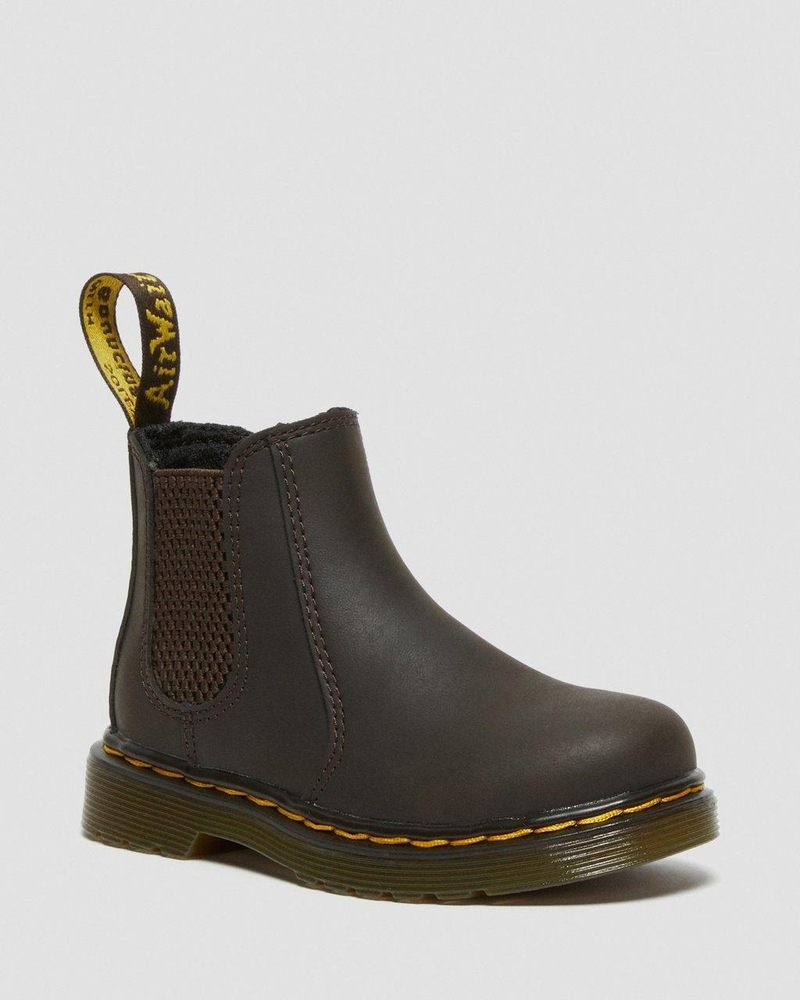 Botas Dr Martens Toddler 2976 Wildhorse Cuero Chelsea Boots (Wildhorse Lamper) Marrones Oscuro | TN55-I5LB