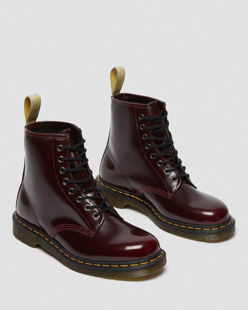 Botas Dr Martens Vegan 1460 Encaje Up Boots (Oxford Rub Off) Rojas | WC97-K2EP