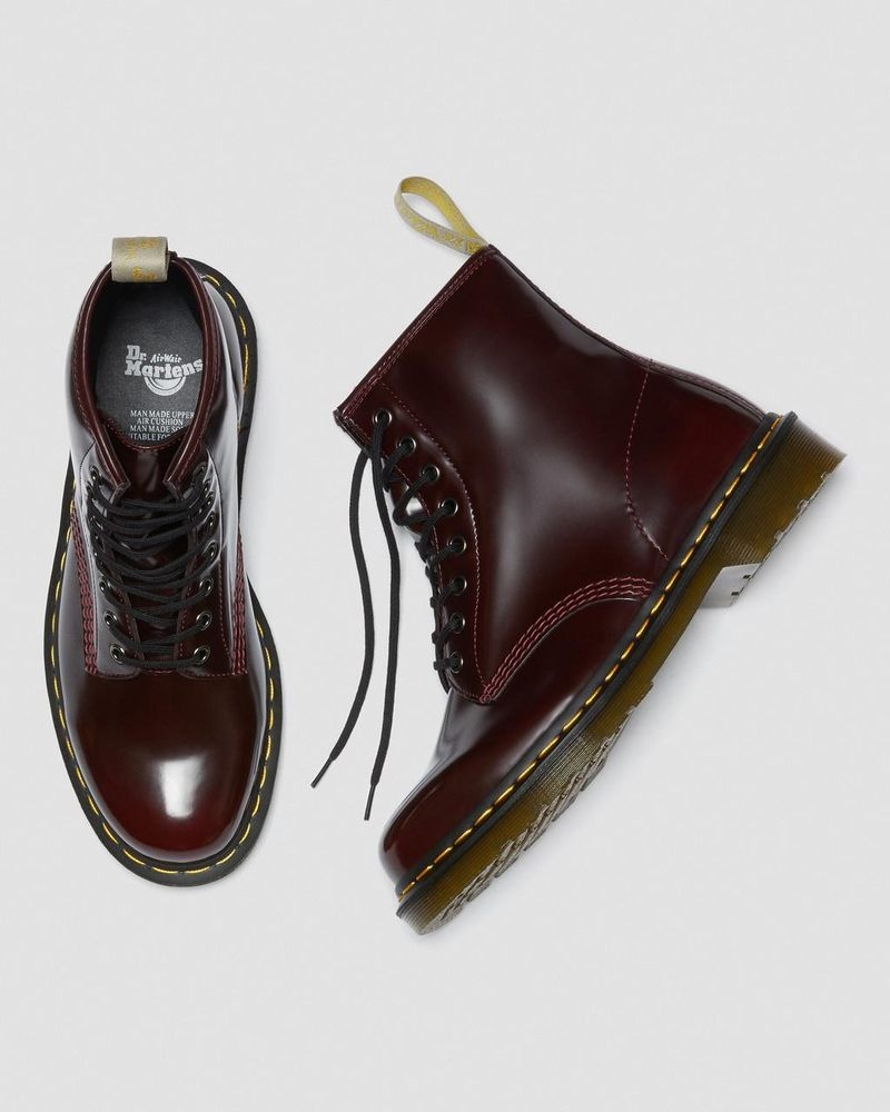 Botas Dr Martens Vegan 1460 Encaje Up Boots (Oxford Rub Off) Rojas | WC97-K2EP