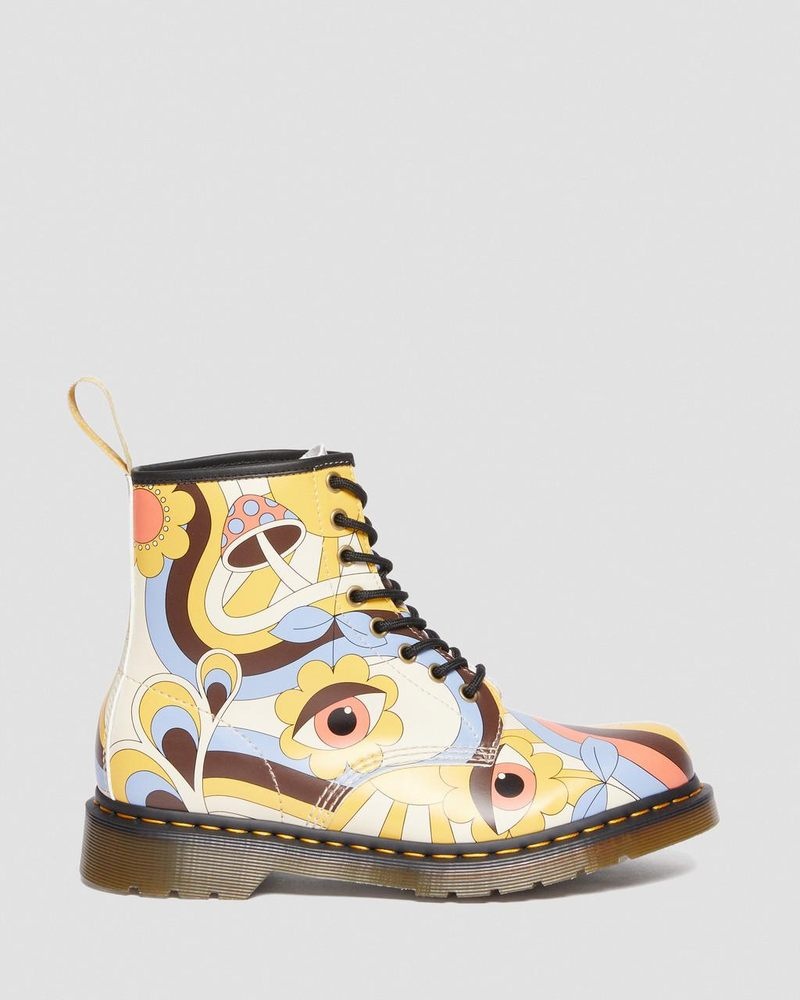 Botas Dr Martens Vegan 1460 Retro Kemble Encaje Up Boots (Kemble) Beige | TF09-T5GP