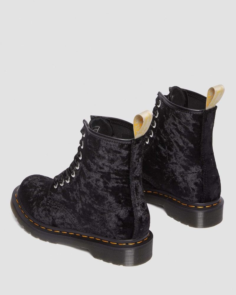 Botas Dr Martens Vegan 1460 - Crushed Velvet Encaje Up Boots (Crushed Velvet) Negras | WG49-V5BD