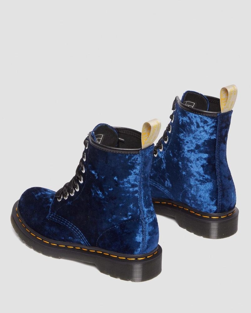 Botas Dr Martens Vegan 1460 - Crushed Velvet Encaje Up Boots (Crushed Velvet) Azules Oscuro | EQ15-O3RX