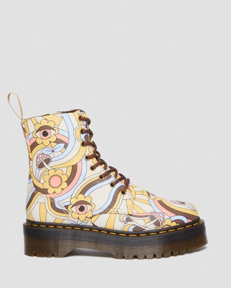 Botas Dr Martens Vegan Jadon Boot Retro Lona Platforms (Lona) Retro Ray | LI15-A1QH