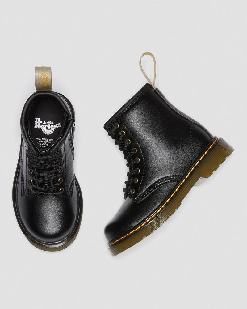 Botas Dr Martens Vegan Toddler 1460 Encaje Up Boots (Newbury Tumble) Negras | SN22-V3LA