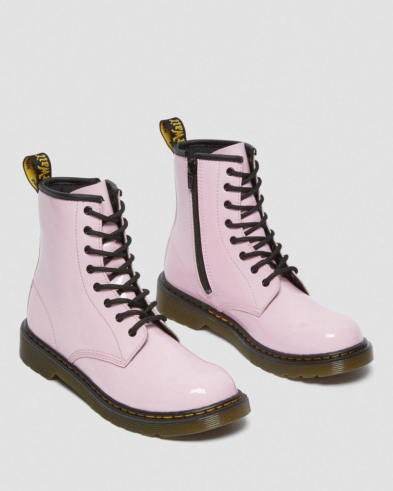 Botas Dr Martens Youth 1460 Charol Cuero Encaje Up Boots (Charol Cuero) Rosas | ZY13-C2BV