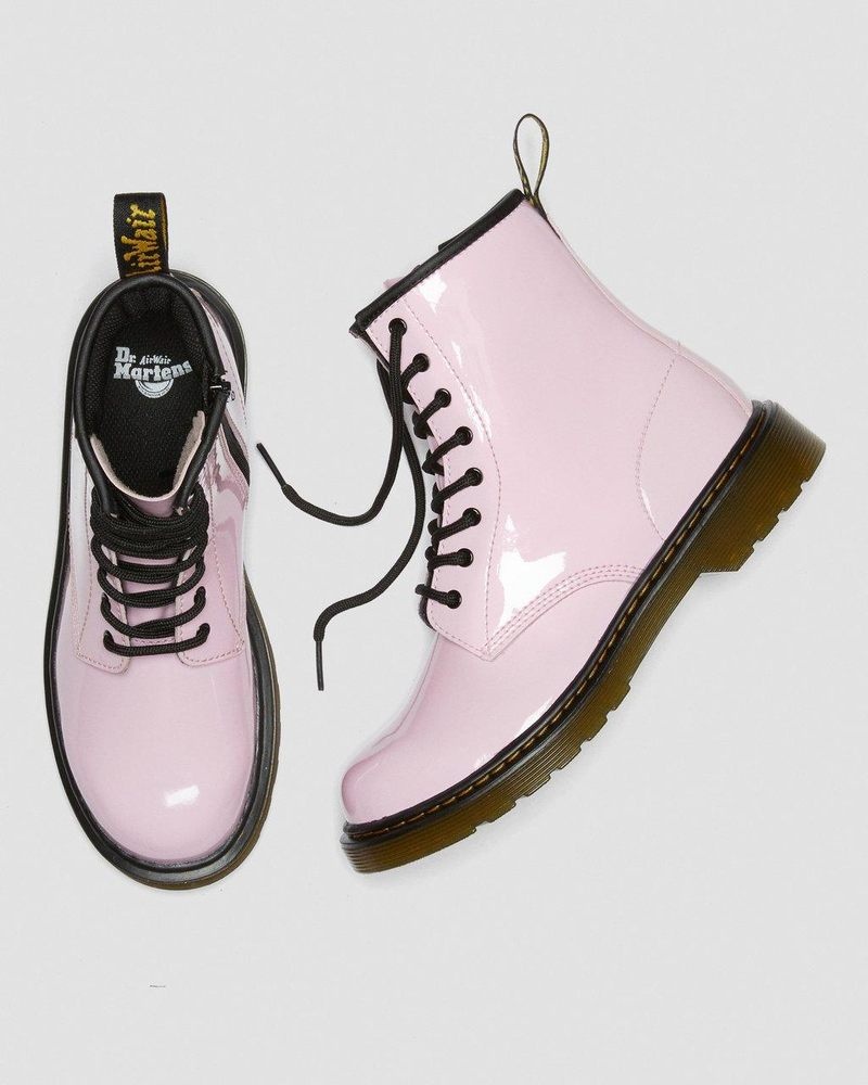 Botas Dr Martens Youth 1460 Charol Cuero Encaje Up Boots (Charol Cuero) Rosas | ZY13-C2BV