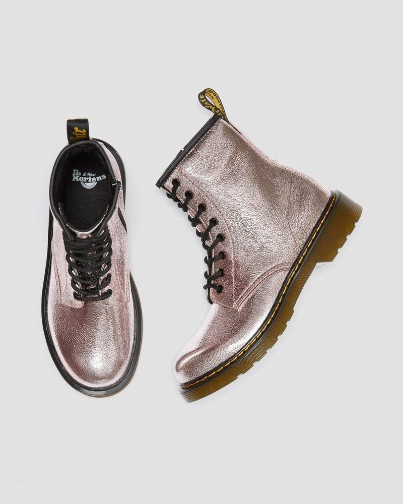 Botas Dr Martens Youth 1460 Crinkle Metallic Encaje Up Boots (Disco Crinkle) Rosas | MP96-V6ST