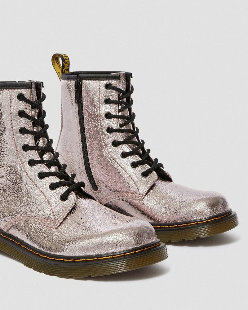 Botas Dr Martens Youth 1460 Crinkle Metallic Encaje Up Boots (Disco Crinkle) Rosas | MP96-V6ST