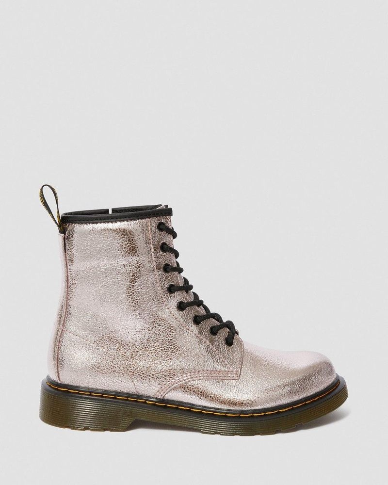 Botas Dr Martens Youth 1460 Crinkle Metallic Encaje Up Boots (Disco Crinkle) Rosas | MP96-V6ST