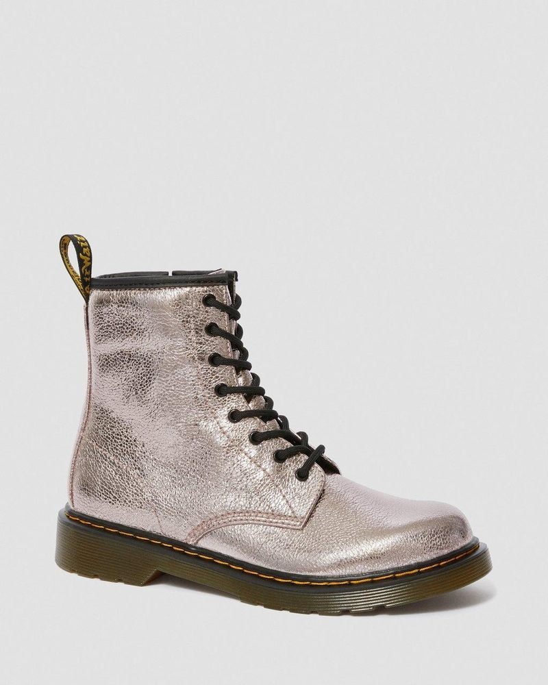 Botas Dr Martens Youth 1460 Crinkle Metallic Encaje Up Boots (Disco Crinkle) Rosas | MP96-V6ST