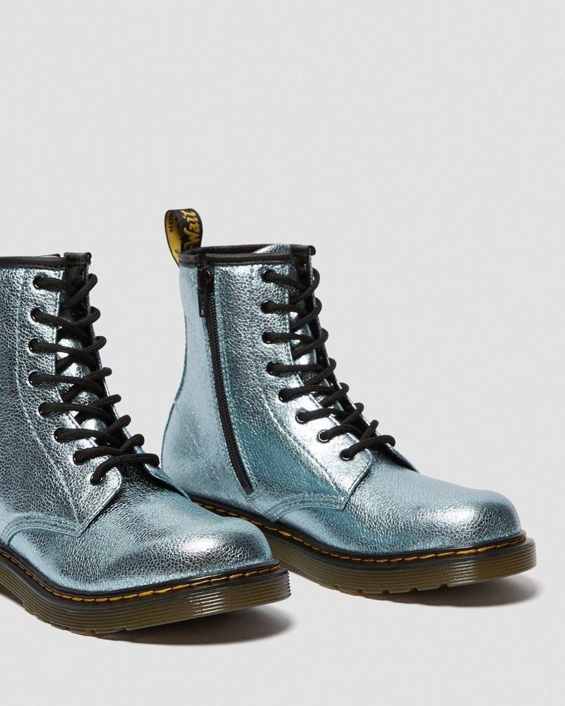 Botas Dr Martens Youth 1460 Crinkle Metallic Encaje Up Boots (Disco Crinkle) Teal | AH63-U8NQ