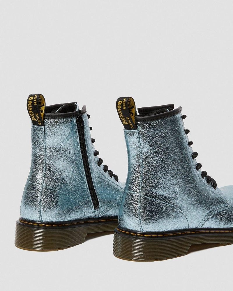 Botas Dr Martens Youth 1460 Crinkle Metallic Encaje Up Boots (Disco Crinkle) Teal | AH63-U8NQ